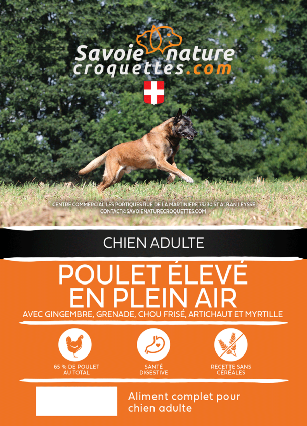 croquettes super premium poulet élevé en plein air
