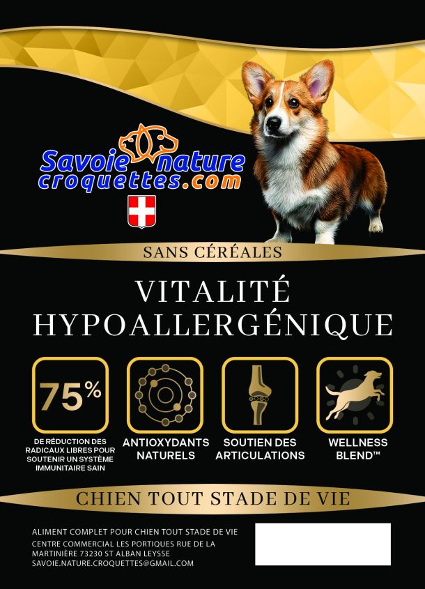 Croquettes soins vitalité hypoallergénique pour chiens adultes