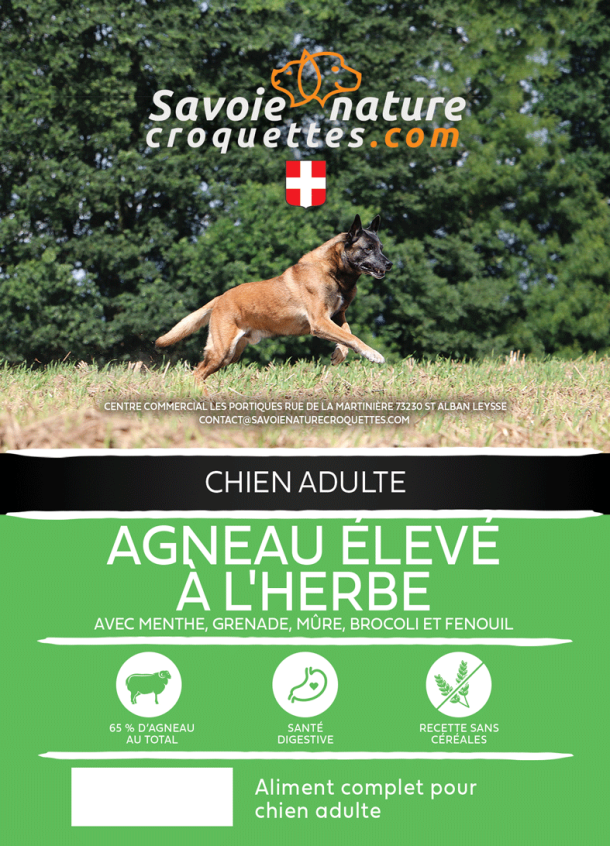 croquettes super premium agneau élevé à l'herbe