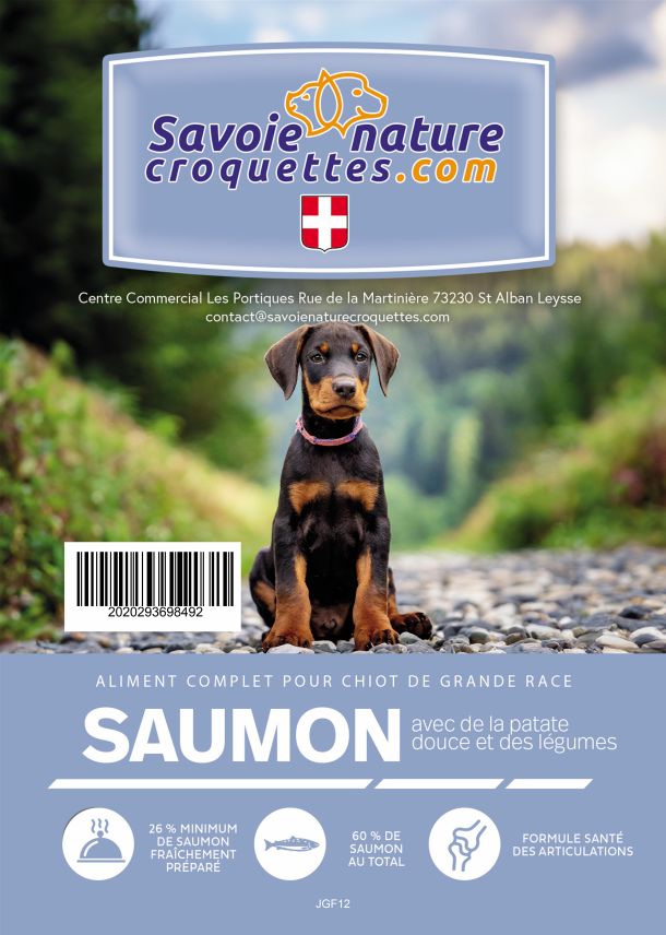 croquettes chiot grande race au  saumon